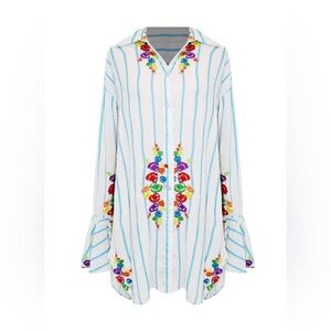 All Things Mochi hand embroidered Sheryl button up dress